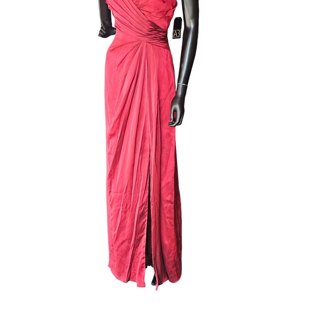 NWOT Red Shimmer V-Neck Crossback Formal Gown - Belsoie - Picture 4 of 7